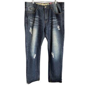 Switch Distressed Dark Blue Premium Denim Jeans Size 38X34